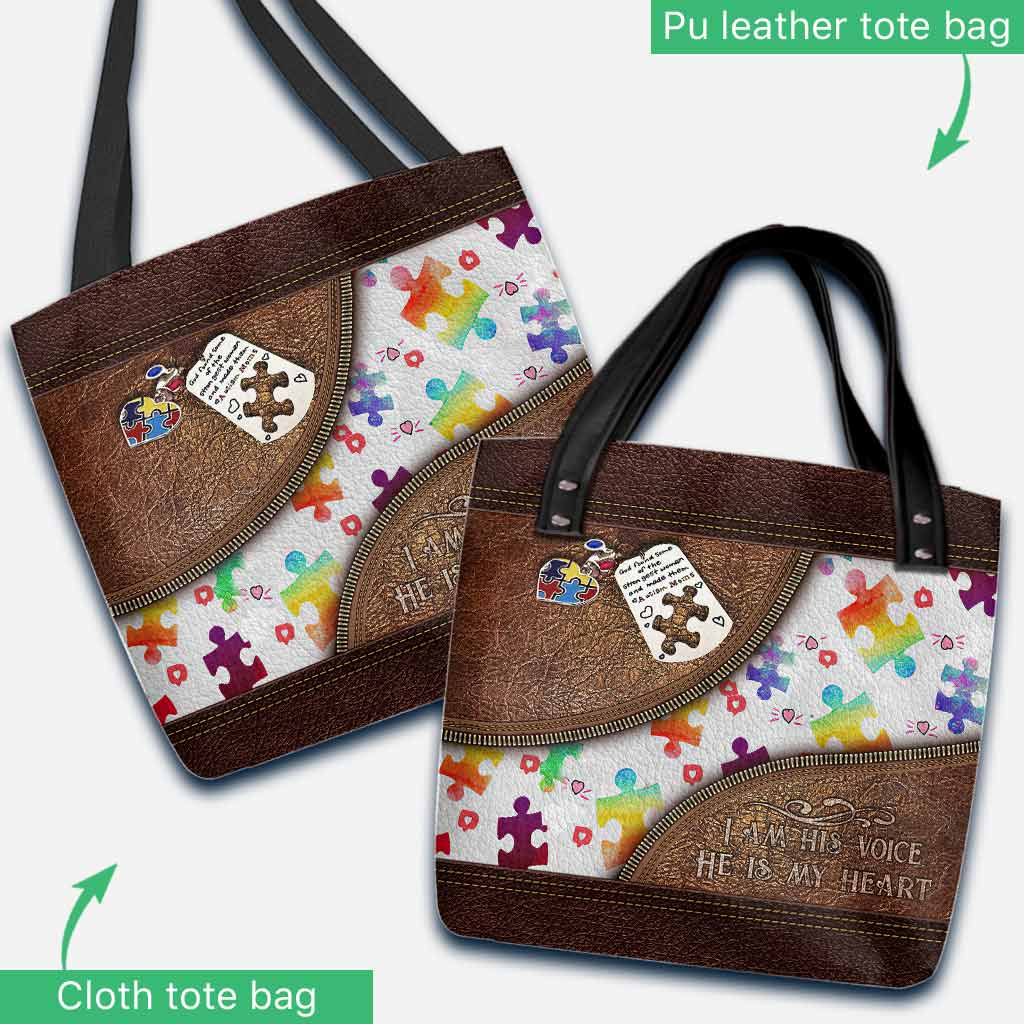 I'm His Voice He Is My Heart  - Autism Awareness Tote Bag 062021