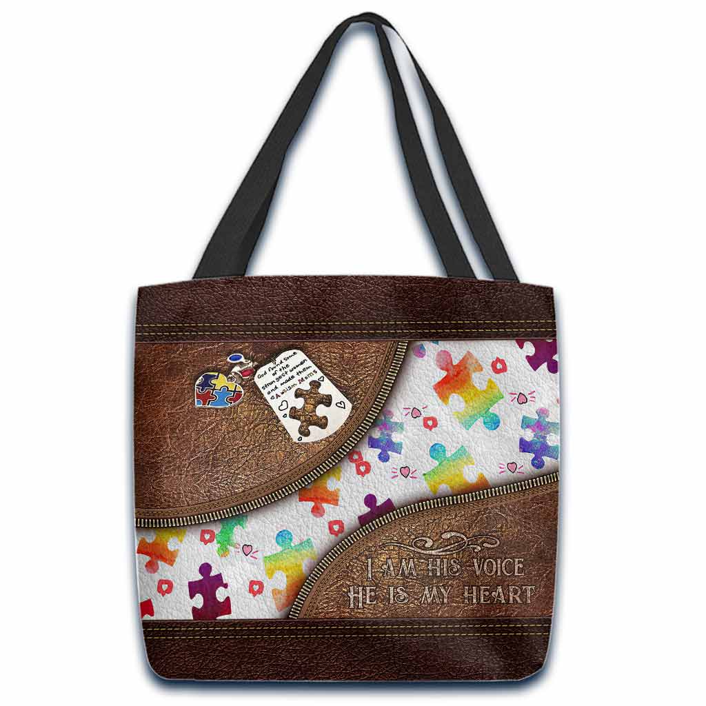 I'm His Voice He Is My Heart  - Autism Awareness Tote Bag 062021