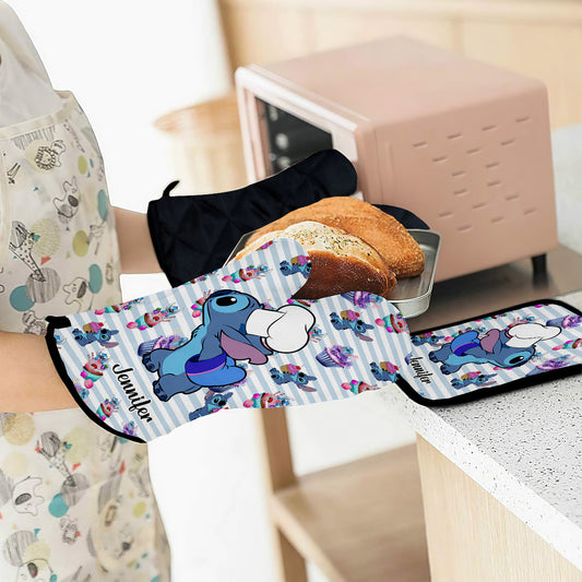 Love Baking - Personalized Baking Oven Mitts & Pot Holder Set