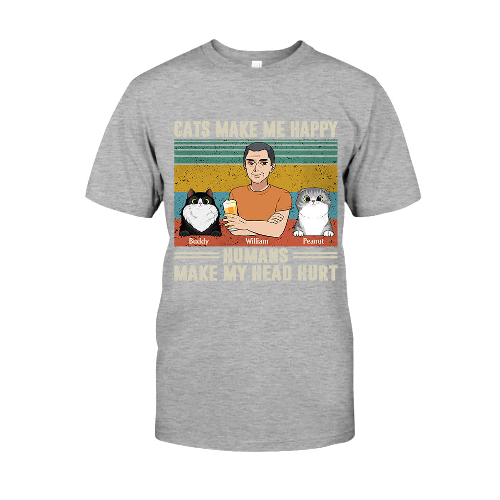 Cats Make Me Happy - Personalized Father's Day T-shirt and Hoodie