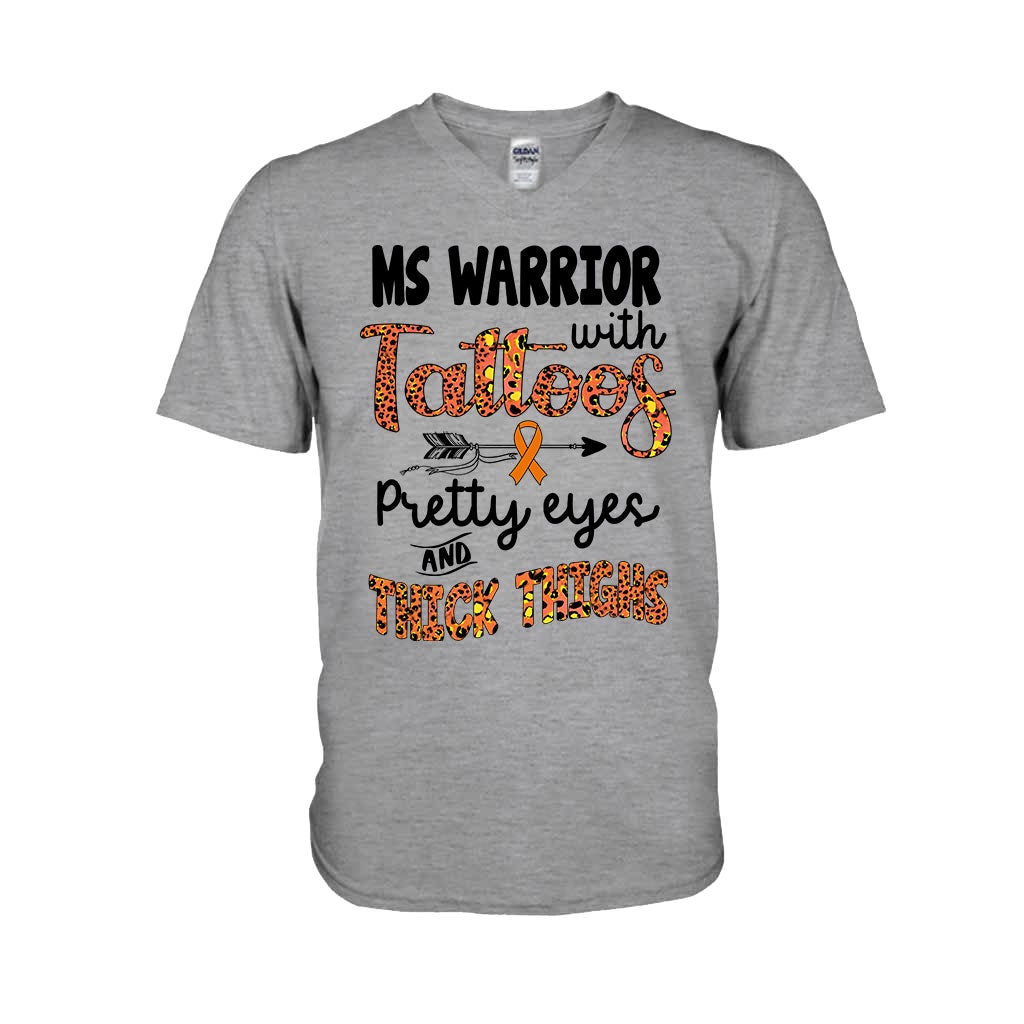 Ms Warrior With Tattoos  - Multiple Sclerosis Awareness T-shirt And Hoodie 092021