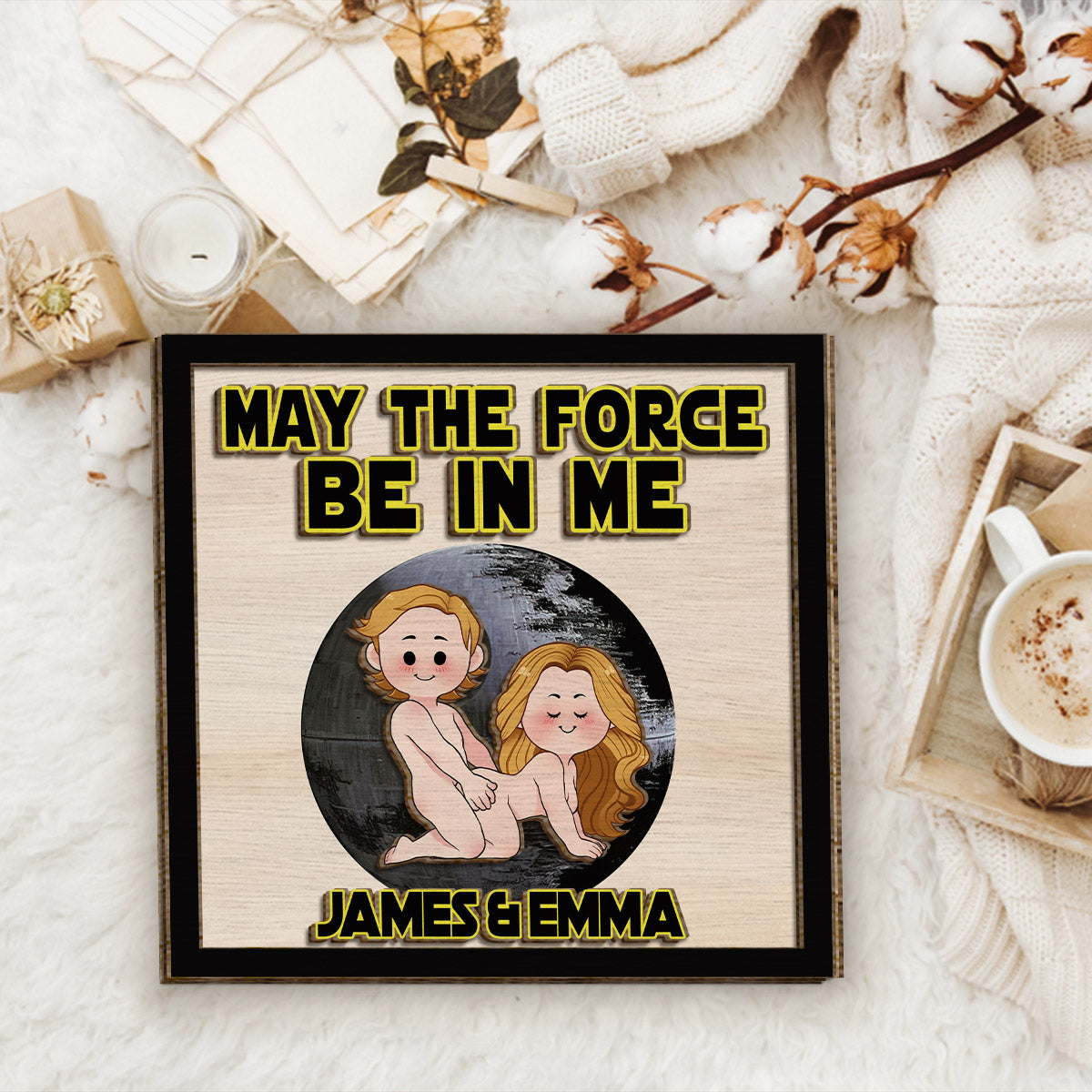 May The Force Be In Me - Personalized Couple 2 Layered Wood Sign / Wood Plaque