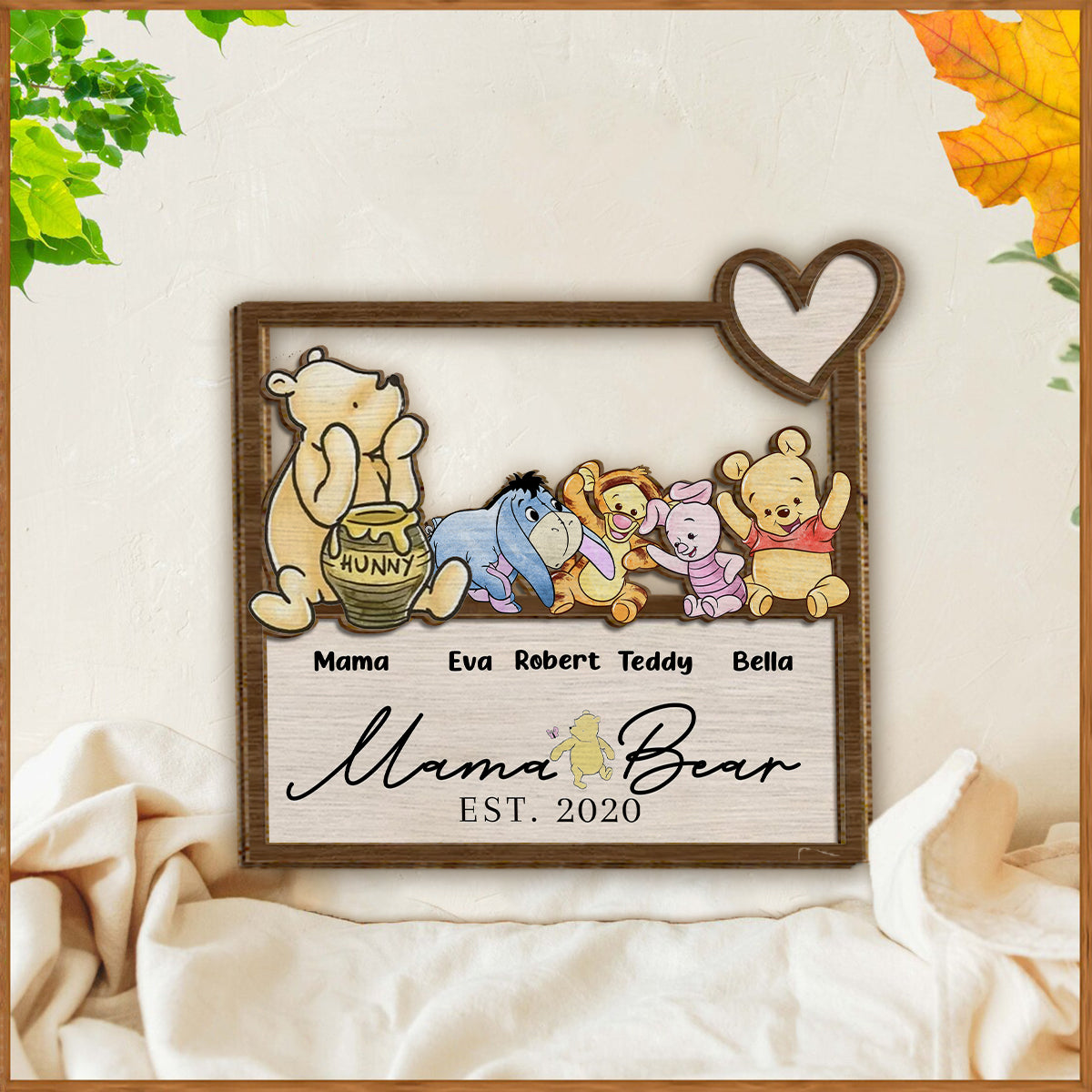 Mama Bear Since Est - Personalized Mother 2 Layered Wood Sign / Wood Plaque