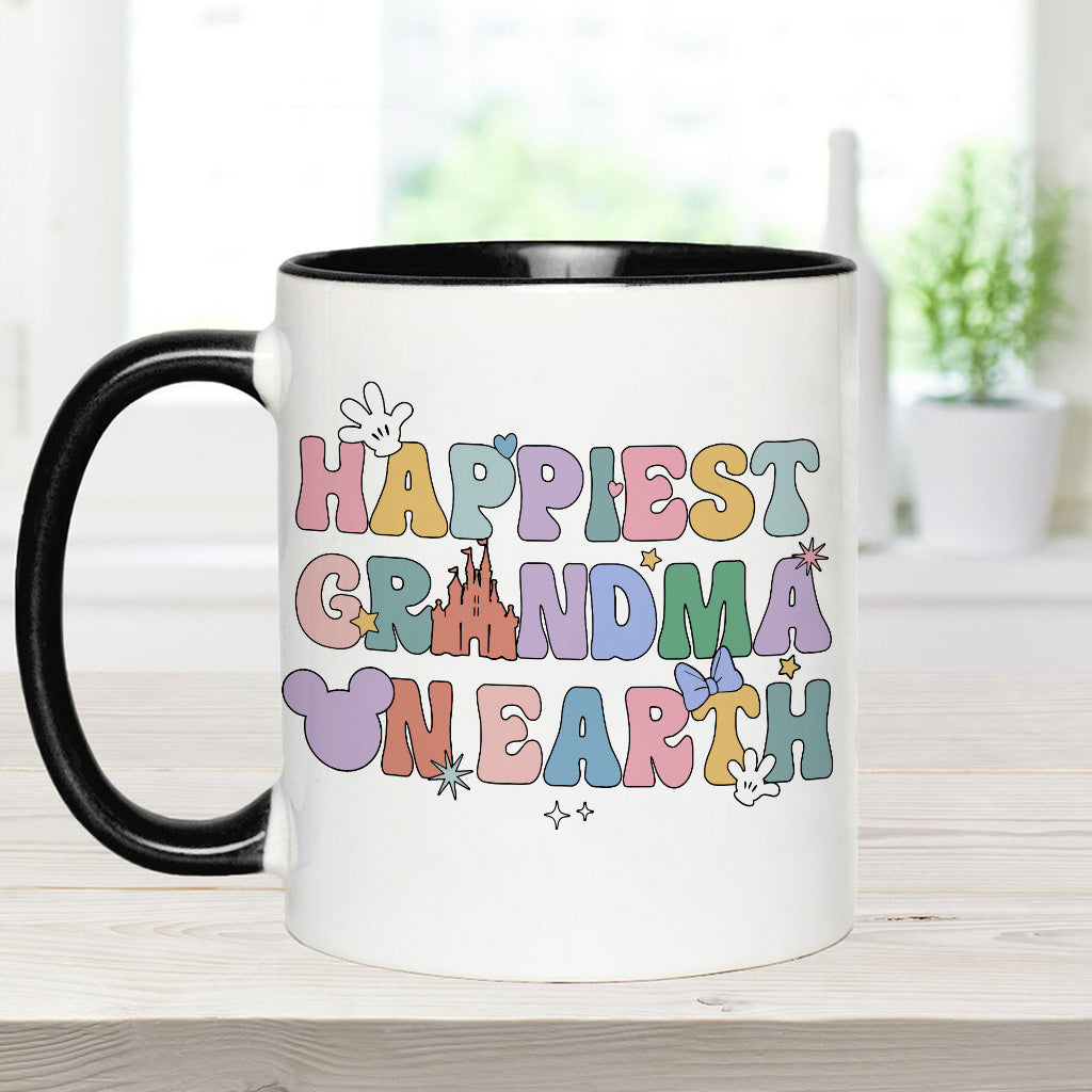 Happiest Grandma Mama On Earth Mouse Ears - Personalized Grandma Accent Mug