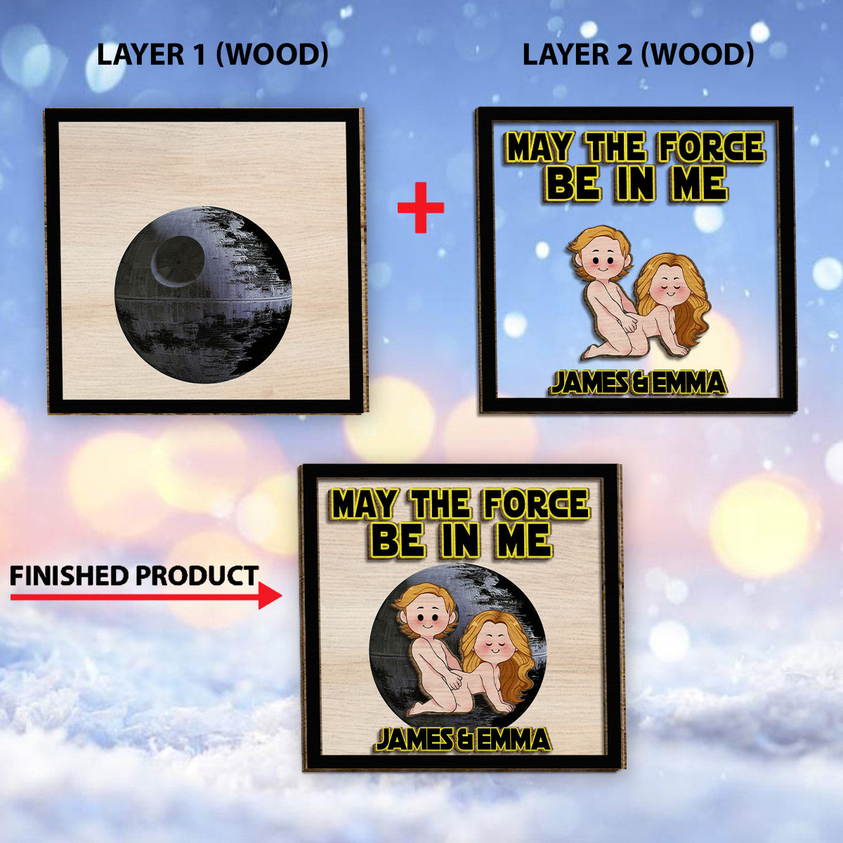 May The Force Be In Me - Personalized Couple 2 Layered Wood Sign / Wood Plaque