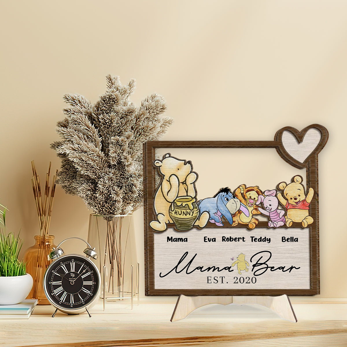 Mama Bear Since Est - Personalized Mother 2 Layered Wood Sign / Wood Plaque