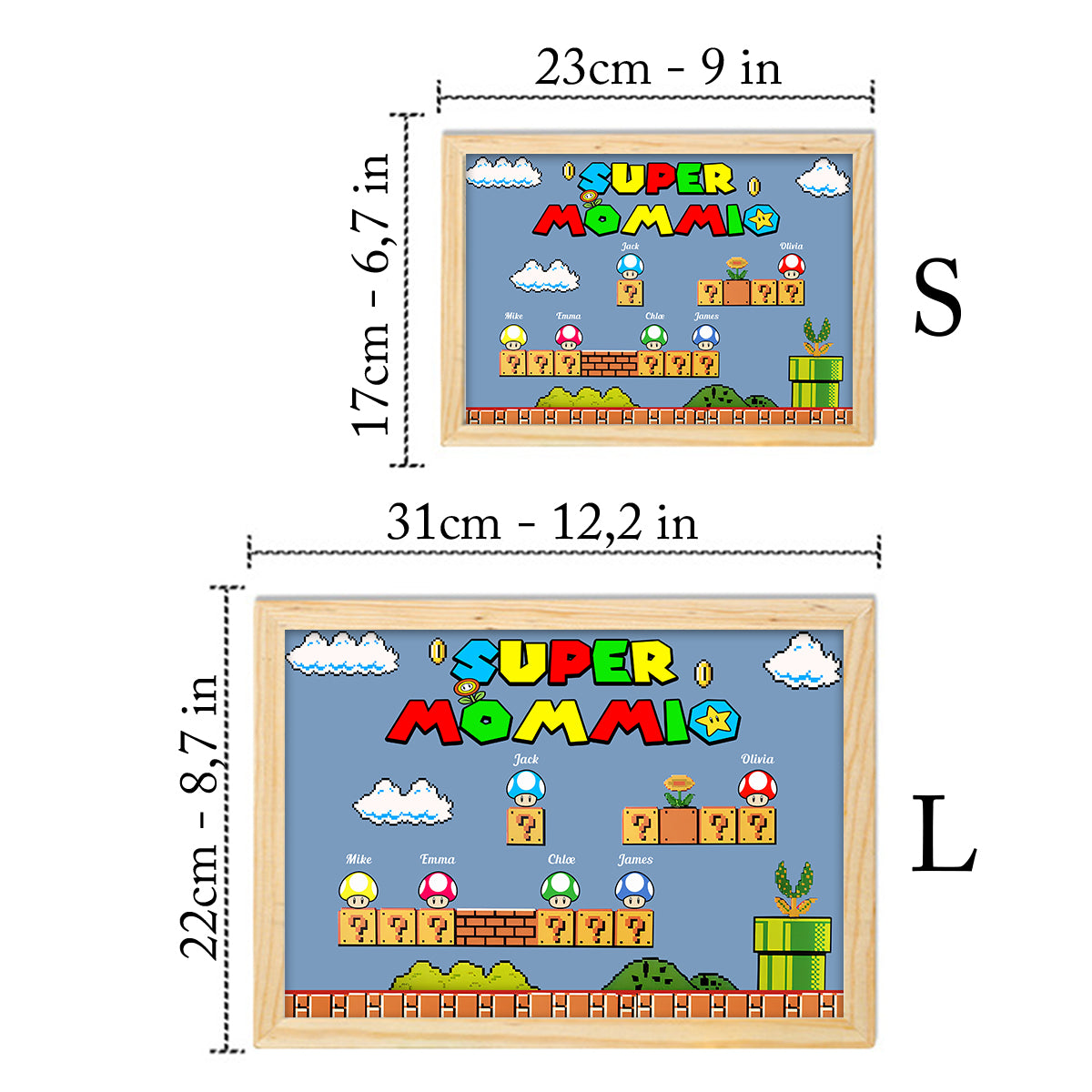 Super Mommio Daddio Game Scene - Personalized Super Plumber Light Photo Frame