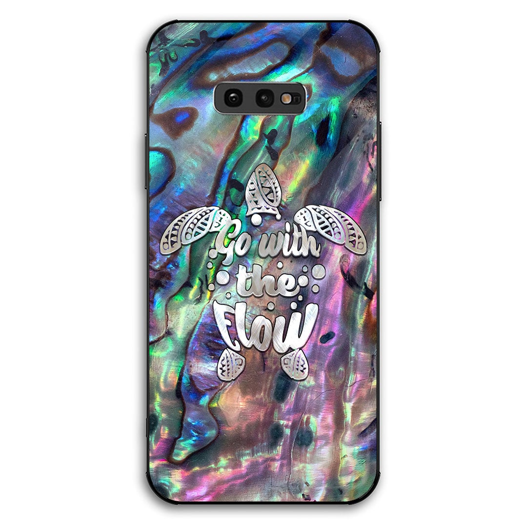 Go With The Flow - Turtle Seashell Pattern Print Phone Case